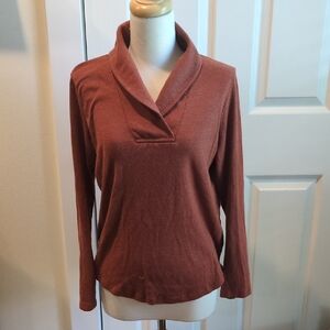 Elegant Rust Cowl Neck Sweater